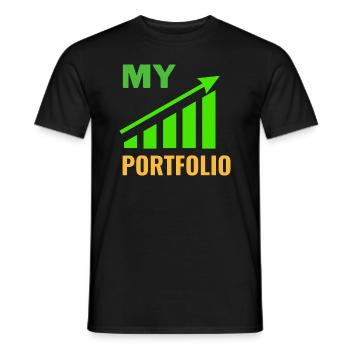 MY PORTFOLIO / Investment, Trading Motive - Men's T-Shirt - black - Front - AI Model Male 178 light (178cm)