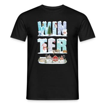 Cold winter wonderland snow season - Men's T-Shirt - black - Front - AI Model Male 178 light (178cm)