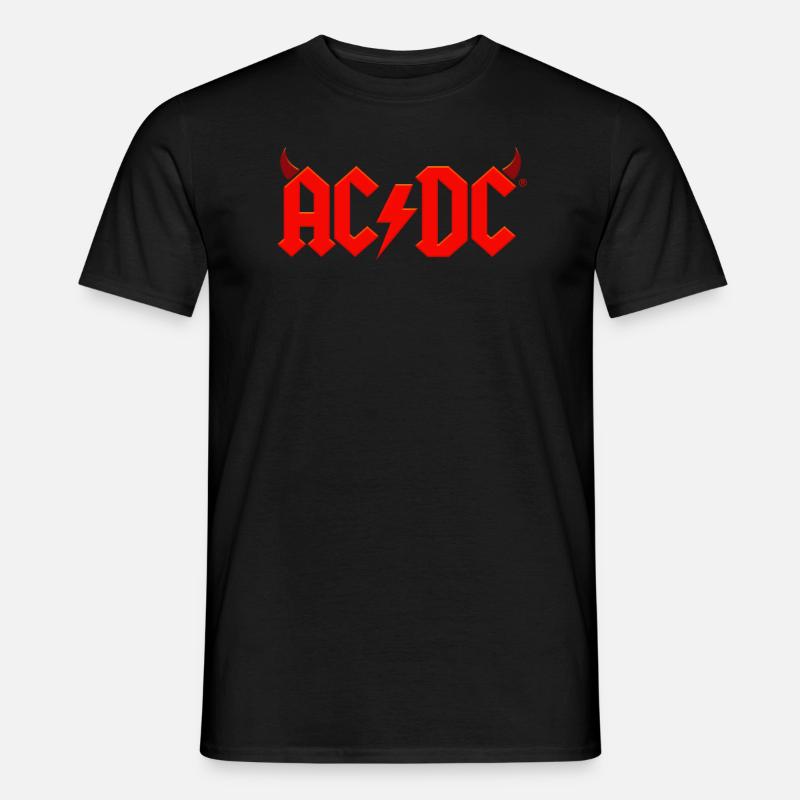 AC/DC Rotes Logo Mit Teufelshörnern Und Blitz - Männer T-Shirt - Schwarz