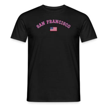 San Francisco, America, USA - Men's T-Shirt - black - Front - AI Model Male 178 light (178cm)