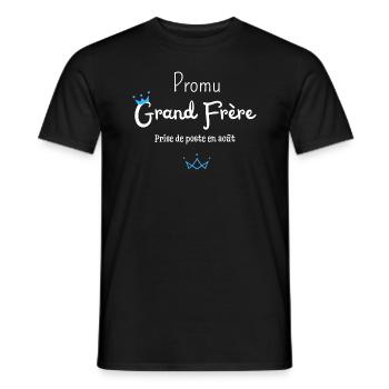 Promu grand frère en août - annonce grossesse - T-shirt homme - noir - Devant - AI Model Male 178 light (178cm)