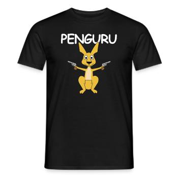 Penguru | Känguru, Pistole, Revolver, Polizei - Männer T-Shirt - Schwarz - Vorne - AI Model Male 178 light (178cm)