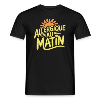 Allergique au matin - T-shirt homme - noir - Devant - AI Model Male 178 light (178cm)