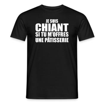 Homme qui adore : Pâtisserie. Design Drôle Humour - T-shirt homme - noir - Devant - AI Model Male 178 light (178cm)