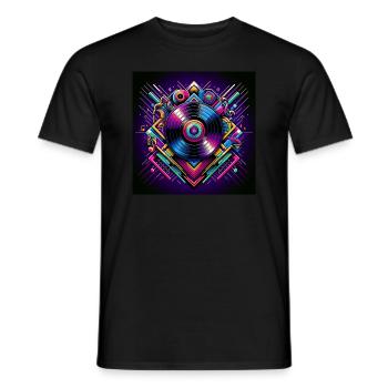 Neon-Vinyl-Design mit Retro-Musik-Vibes - Männer T-Shirt - Schwarz - Vorne - AI Model Male 178 light (178cm)
