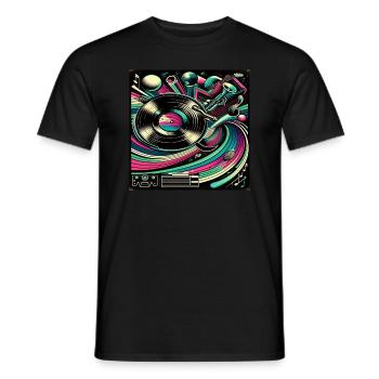 Musique rétro : Vinyle et instruments Design - T-shirt homme - noir - Devant - AI Model Male 178 light (178cm)