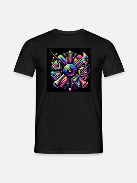 Neon Jazz Symphonie – Musik in Bewegung - Männer T-Shirt - Schwarz