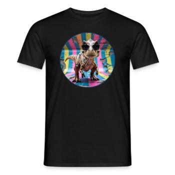 Bébé dinosaure T-Rex portant des lunettes de soleil noires - T-shirt homme - noir - Devant - AI Model Male 178 light (178cm)