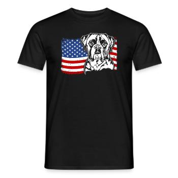 Boxer US Amérique Drapeau Chiens Chien Wilsigns - T-shirt homme - noir - Devant - AI Model Male 178 light (178cm)