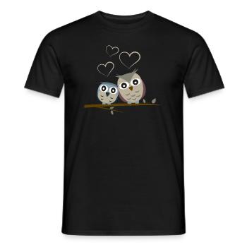 chouettes câlins - T-shirt homme - noir - Devant - AI Model Male 178 light (178cm)