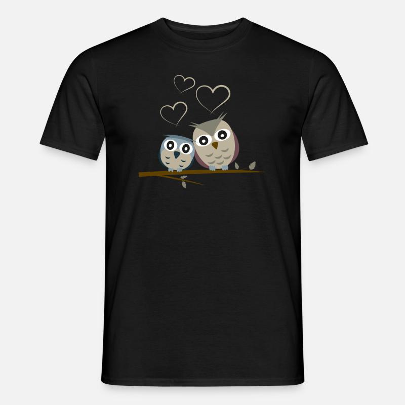 kuschelnde Eulen - Männer T-Shirt - Schwarz