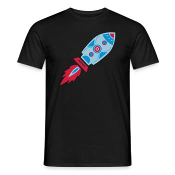 Retro Rakete, Science Fiction, Space, Weltraum - Männer T-Shirt - Schwarz - Vorne - AI Model Male 178 light (178cm)