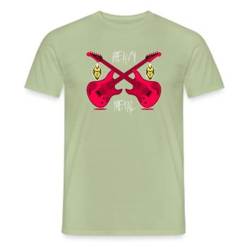 HEAVY METAL ! - T-shirt homme - vert sauge - Devant - AI Model Male 178 light (178cm)