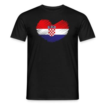 Croatia heart flag coat of arms home gift - Men's T-Shirt - black - Front - AI Model Male 178 light (178cm)