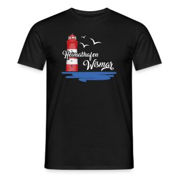 Heimathafen Wismar Hafenstadt Möwe Leuchtturm - Männer T-Shirt - Schwarz - Vorne - AI Model Male 178 light (178cm)
