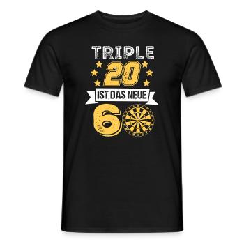 Triple 20 60. Geburtstag Geschenkidee Darts Darter - Männer T-Shirt - Schwarz - Vorne - AI Model Male 178 light (178cm)
