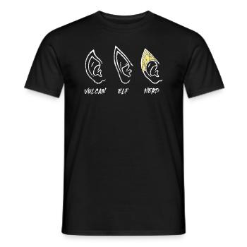 Ear Nerd Funny Funny Elf Costume - Men's T-Shirt - black - Front - AI Model Male 178 light (178cm)