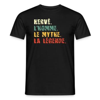 Hervé l homme le mythe la légende - T-shirt homme - noir - Devant - AI Model Male 178 light (178cm)