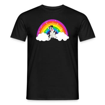 Kidcore Rainbow Dalmatian Clouds Gift Idea - Men's T-Shirt - black - Front - AI Model Male 178 light (178cm)