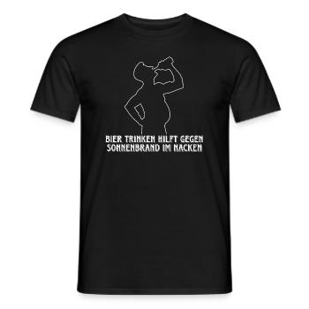 Bier trinken hilft gegen Sonnenbrand im Nacken - Männer T-Shirt - Schwarz - Vorne - AI Model Male 178 light (178cm)