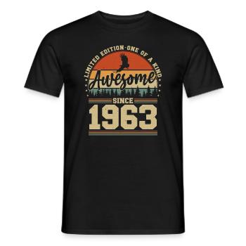 Jahrgang 1963 Geburtstag - Awesome since 1963 - Männer T-Shirt - Schwarz - Vorne - AI Model Male 178 light (178cm)
