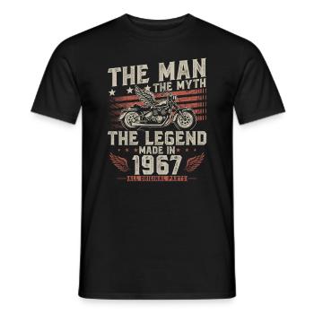 1967 Vintage homme mythe légende moto - T-shirt homme - noir - Devant - AI Model Male 178 light (178cm)