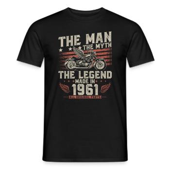 1961 Vintage homme mythe légende moto - T-shirt homme - noir - Devant - AI Model Male 178 light (178cm)