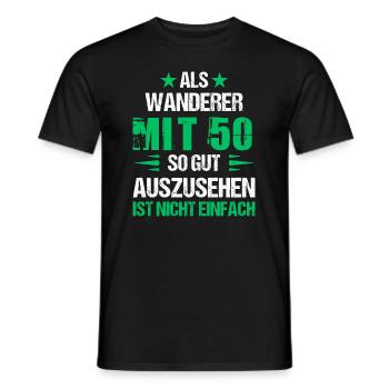 At 50 handsome hiker - Men's T-Shirt - black - Front - AI Model Male 178 light (178cm)