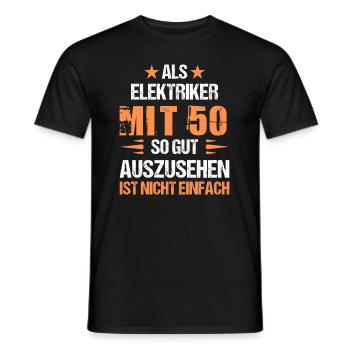 At 50 handsome electrician - Men's T-Shirt - black - Front - AI Model Male 178 light (178cm)
