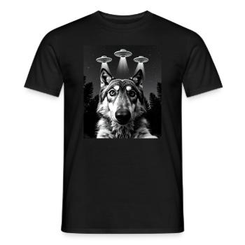 Ufo Lustiger Wolf - Männer T-Shirt - Schwarz - Vorne - AI Model Male 178 light (178cm)
