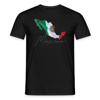 Drapeau du Mexique réel - Carte drapeau EN - T-shirt homme - noir - Devant - AI Model Male 178 light (178cm)
