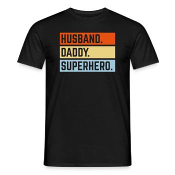 Husband Daddy Superhero (Super Dad Superdaddy 3C) - Männer T-Shirt - Schwarz - Vorne - AI Model Male 178 light (178cm)