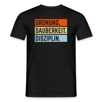Ordnung Sauberkeit Disziplin, Deutsche Tugenden 3C - Männer T-Shirt - Schwarz - Vorne - AI Model Male 178 light (178cm)