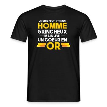 je suis homme grincheux mais j'ai un coeur en or - T-shirt homme - noir - Devant - AI Model Male 178 light (178cm)