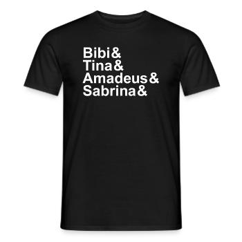 Bibi&Tina&Amadeus&Sabrina&DEIN NAME weiß - Männer T-Shirt - Schwarz - Vorne - AI Model Male 178 light (178cm)