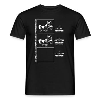 Pferd zeichnen - Männer T-Shirt - Schwarz - Vorne - AI Model Male 178 light (178cm)