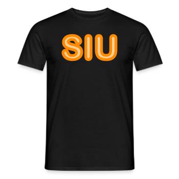 Mot jeunesse - Siu - Police néon en orange - T-shirt homme - noir - Devant - AI Model Male 178 light (178cm)