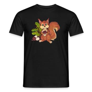 Niedliches Einhörnchen Mit Eicheln im Wald - Männer T-Shirt - Schwarz - Vorne - AI Model Male 178 light (178cm)