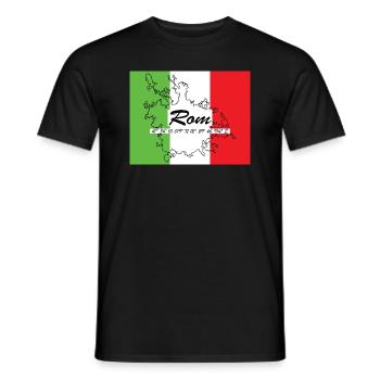 Rom - Hauptstadt mit GPS-Koordinaten & Flagge - Männer T-Shirt - Schwarz - Vorne - AI Model Male 178 light (178cm)