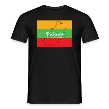 Vilnius - Hauptstadt mit GPS & Flagge - Männer T-Shirt - Schwarz - Vorne - AI Model Male 178 light (178cm)