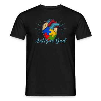 Autisme Papa Coeur Puzzle Pièce Hommes Femmes Enfants - T-shirt homme - noir - Devant - AI Model Male 178 light (178cm)