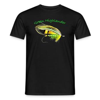 Green Highlander classic salmon fly - Men's T-Shirt - black - Front - AI Model Male 178 light (178cm)