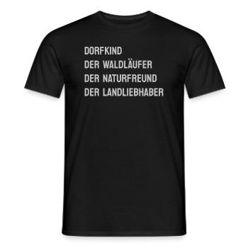 DORFKIND - WALDLÄUFER NATURFREUND LANDLIEBHABER - Männer T-Shirt - Schwarz - Vorne - AI Model Male 178 light (178cm)