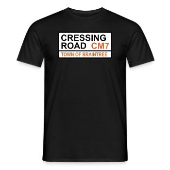 Braintree Cressing Road Iconic Street Sign - Men's T-Shirt - black - Front - AI Model Male 178 light (178cm)