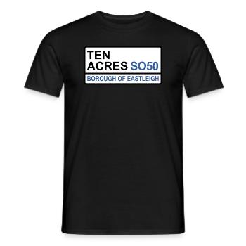 Eastleigh Ten Acres Iconic Street Sign - Men's T-Shirt - black - Front - AI Model Male 178 light (178cm)