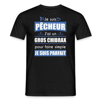 pêcheur pêche | gros chibrax | cadeau beauf - T-shirt homme - noir - Devant - AI Model Male 178 light (178cm)