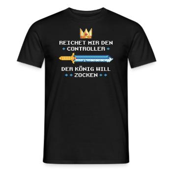 Le roi veut jouer - Drôle de pixel disant rétro - T-shirt homme - noir - Devant - AI Model Male 178 light (178cm)