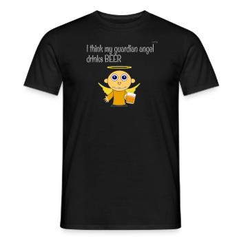 My guardian angel drinks beer - Men's T-Shirt - black - Front - AI Model Male 178 light (178cm)