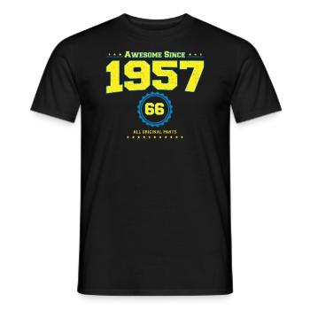 Super chemise 1957 pour hommes femmes 66 ans 66ème - T-shirt homme - noir - Devant - AI Model Male 178 light (178cm)