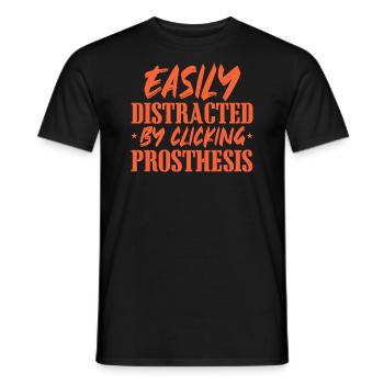 Easily Distracted By Clicking Prosthesis - - Männer T-Shirt - Schwarz - Vorne - AI Model Male 178 light (178cm)